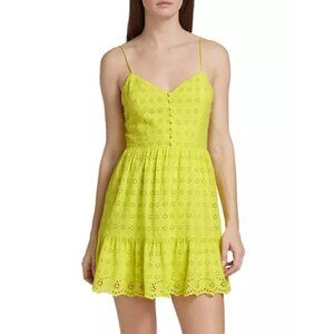 Alice + Olivia 'Fae' Eyelet Sleeveless Mini-Dress, Lemon Sorbet